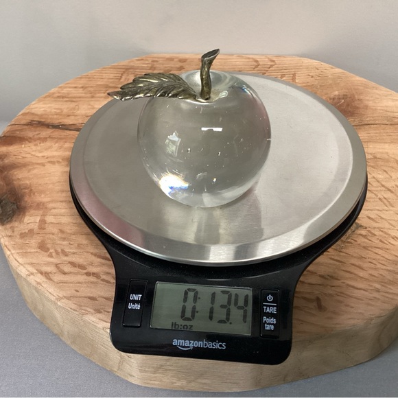 Vintage Glass Apple Paperweight w/ Brass Stem - Excellent Teachers Gift Idea - Picture 10 of 10